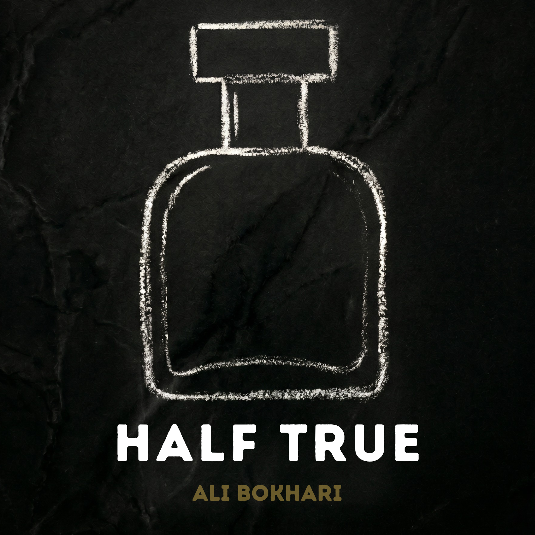 Chalk outline of a perfume bottle on black background illustrating the gap between fragrance reviews and genuine fragrance criticism
